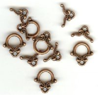 5 13mm Antique Copper Bow Toggles